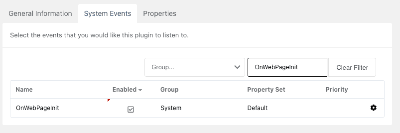 modx onwebpageinit