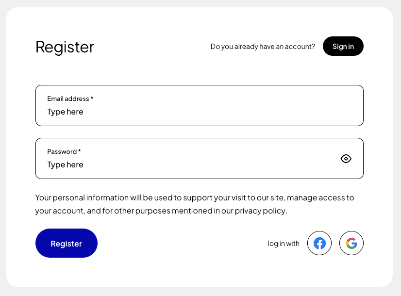 wcag register form