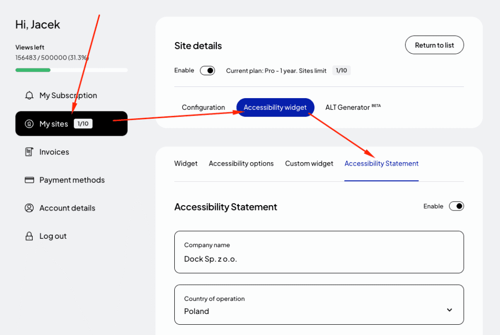 accessibility statement - how to generate
