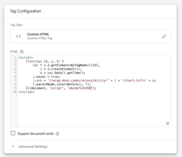 GTM - custom html widget