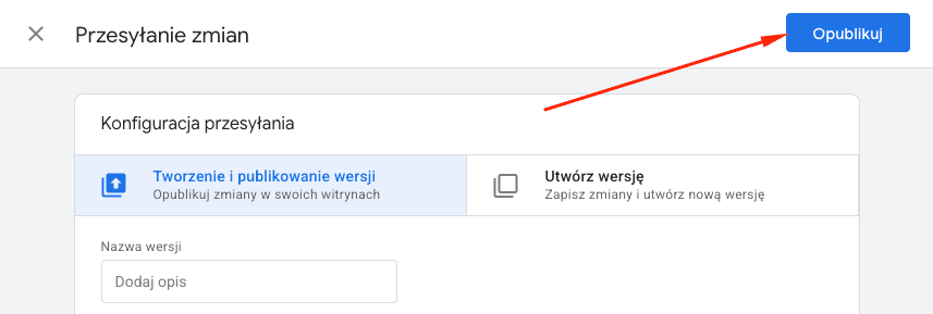GTM - publikacja zmian