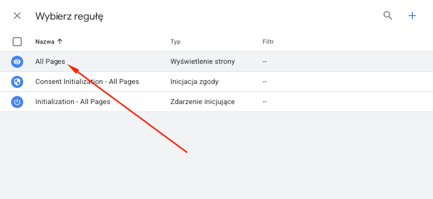 GTM - reguła - all pages