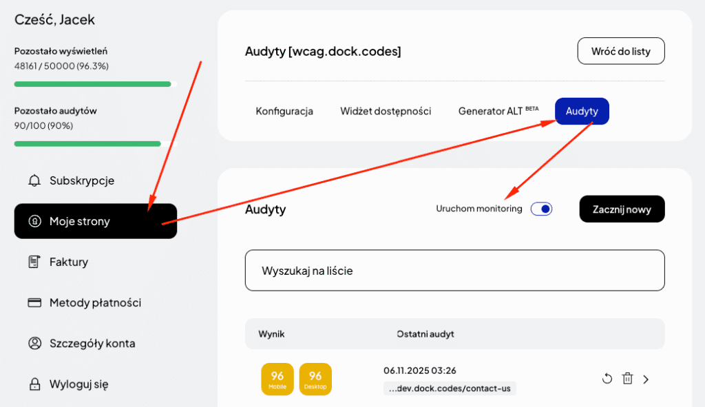 Jak włączyć monitoring?